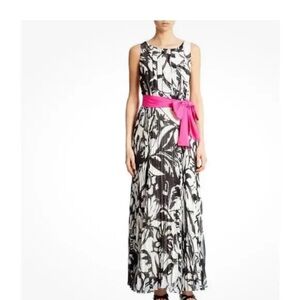Eliza J Pleated Chiffon Floral Gown